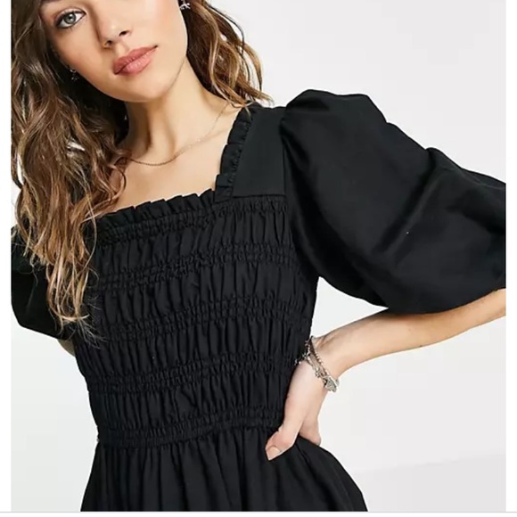 All Saints Livi Smocked Puff Sleeve Top (US 2/ UK 6) - Picture 2 of 3